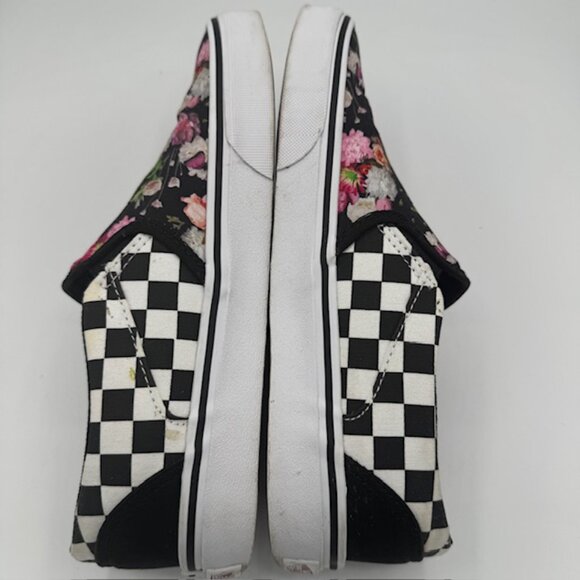 Vans Women's Classic Slip-On Black and White Check / Floral Size 9 - Picture 6 of 8